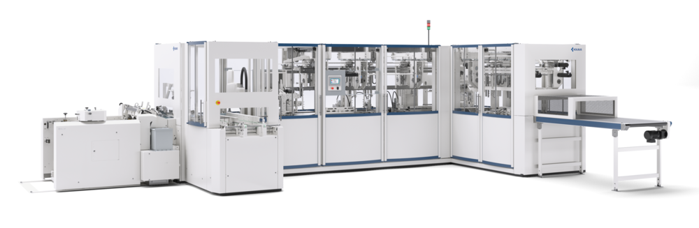 Official Kolbus render of the BLW 200 Boxline Wrapper (angled left)