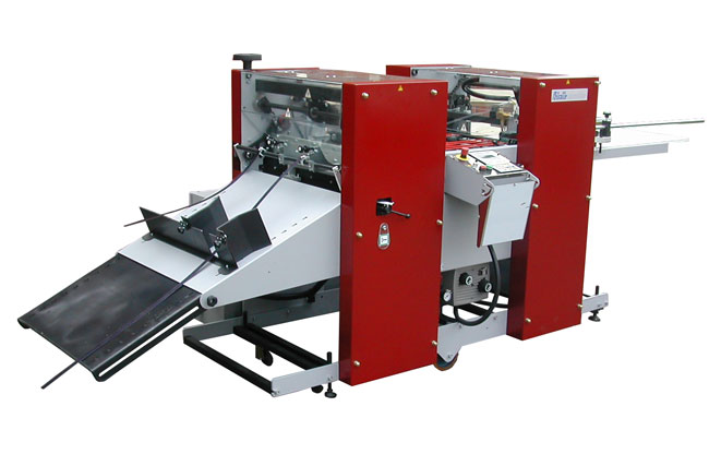 High-speed die-creasing machine with vacuum pile feeder; white background dealer photo