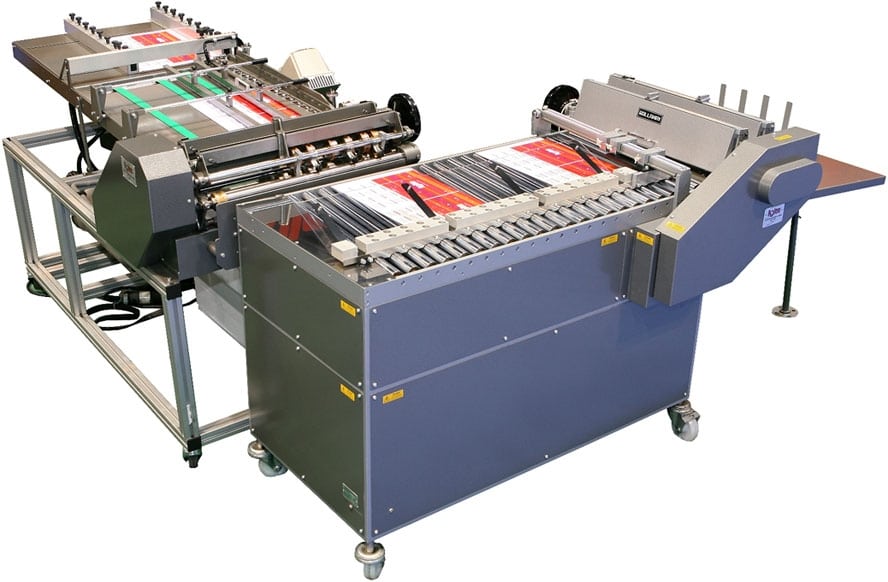 Official Rollem hero shot of the air-fed Advantage SSP with side-guide feed table and shaft-head processing section (paired with a Rollaway right-angle unit).