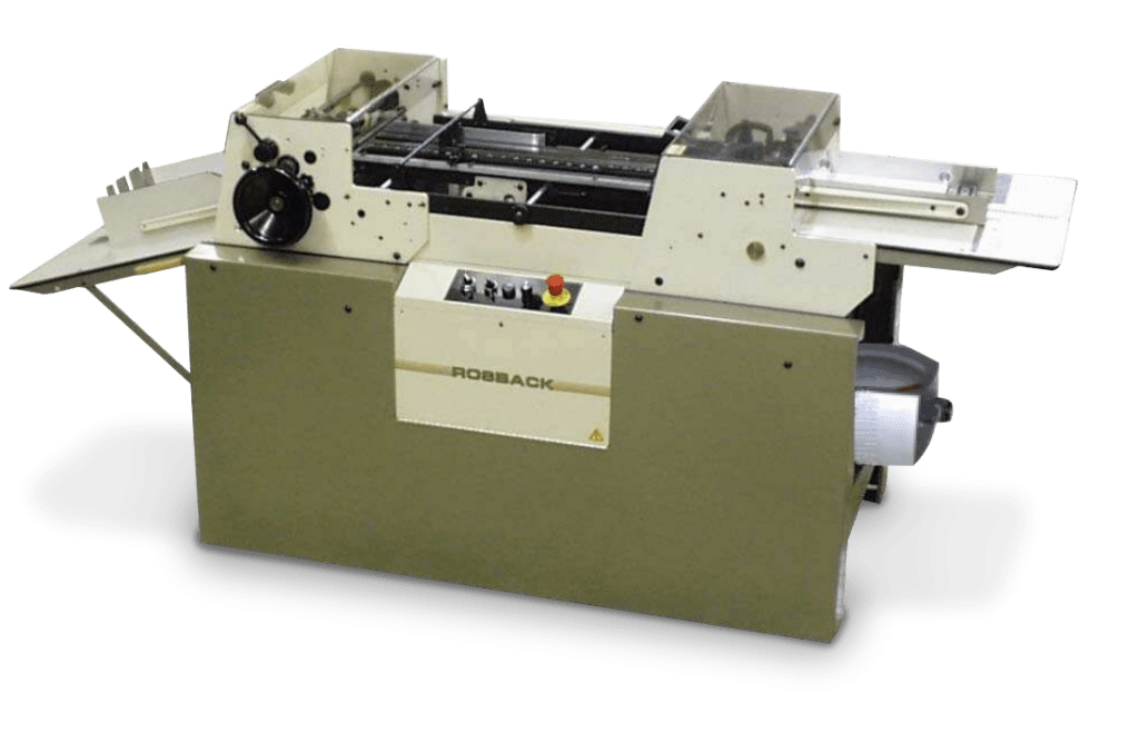 Dealer (Mid-State Litho) photo used to illustrate the high-speed vacuum-feed SR-series TrueLine perforator/scorer/slitter.