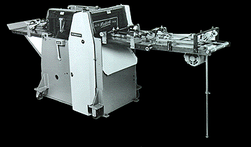 Official Rosback factory photo of the 250CB three-knife single-book trimmer.