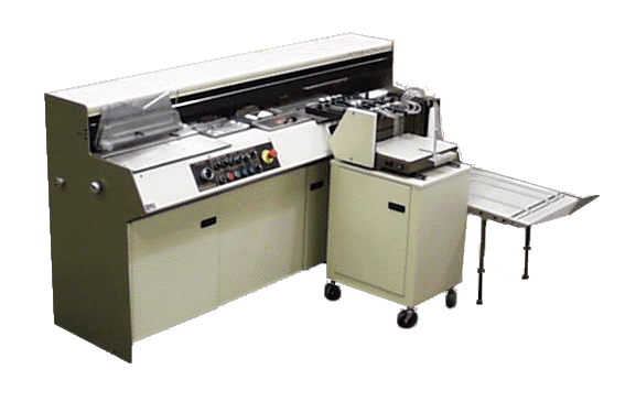 Official Rosback factory photo of the 885 automatic vacuum cover feeder for the 880 perfect binder.