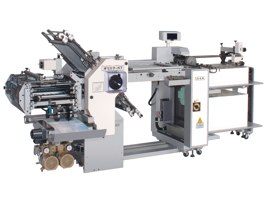 Official Shoei transparent PNG — "Orister KT" combination folder: buckle plates + cross-knife (KT) unit, twin vacuum pumps, pile delivery. Representative SPK combination shot.