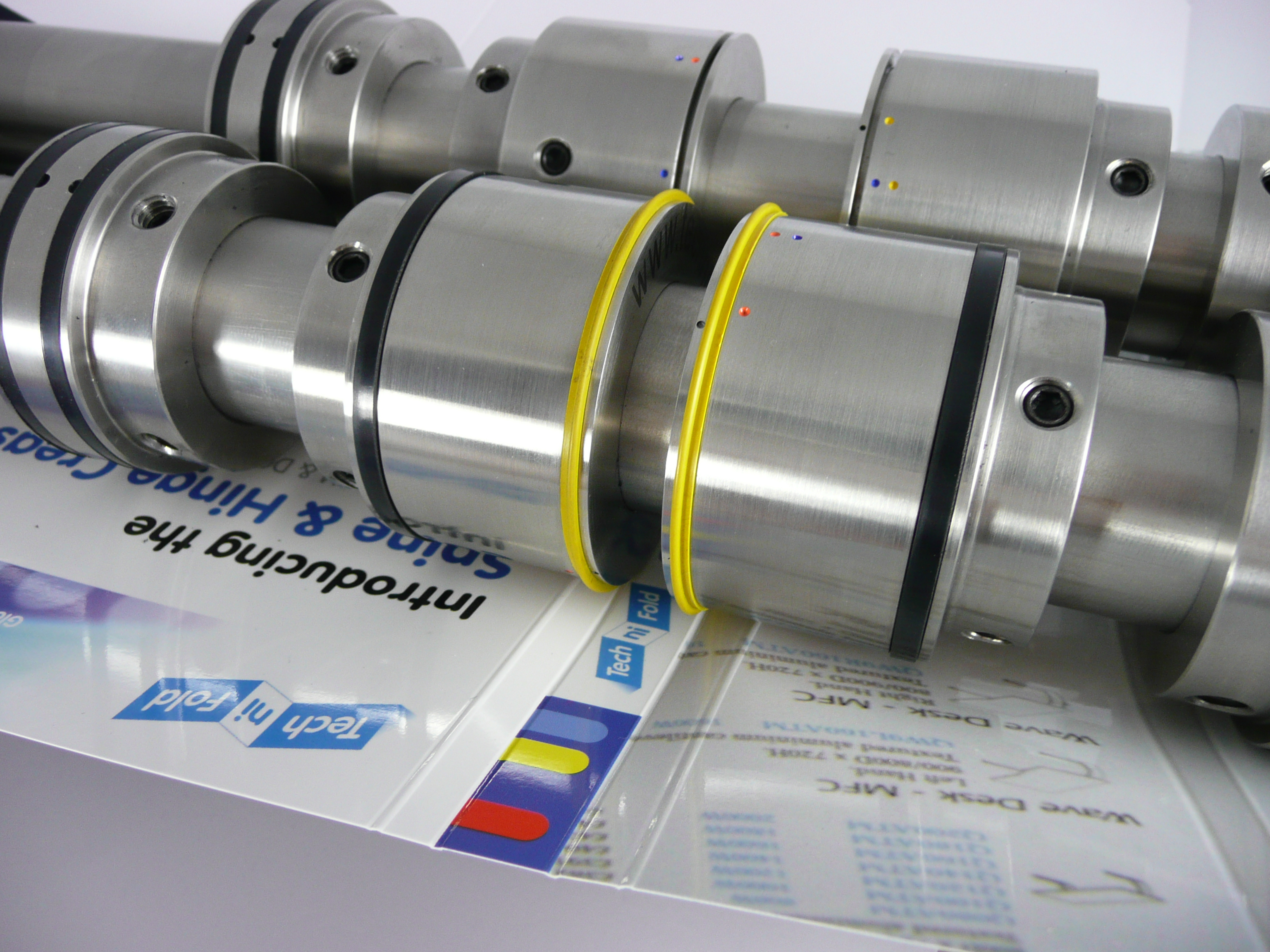 The Quad-Creaser system, assembled on its shafts