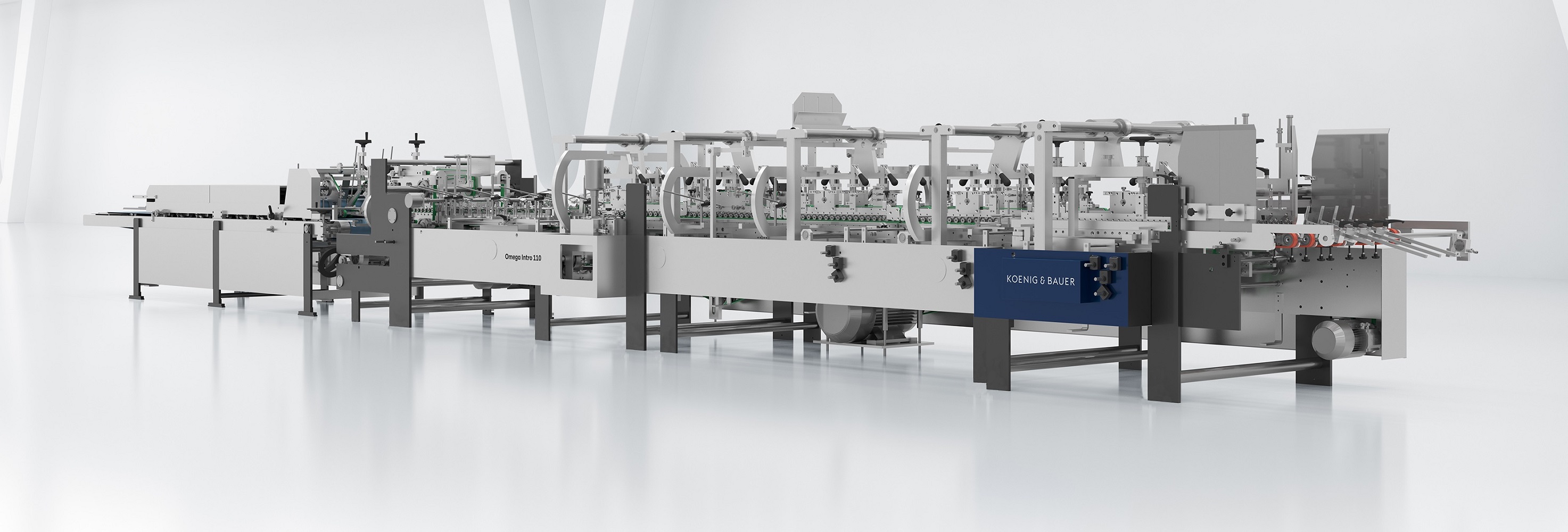 Koenig & Bauer Duran Omega Intro 110 folder-gluer line — official product render