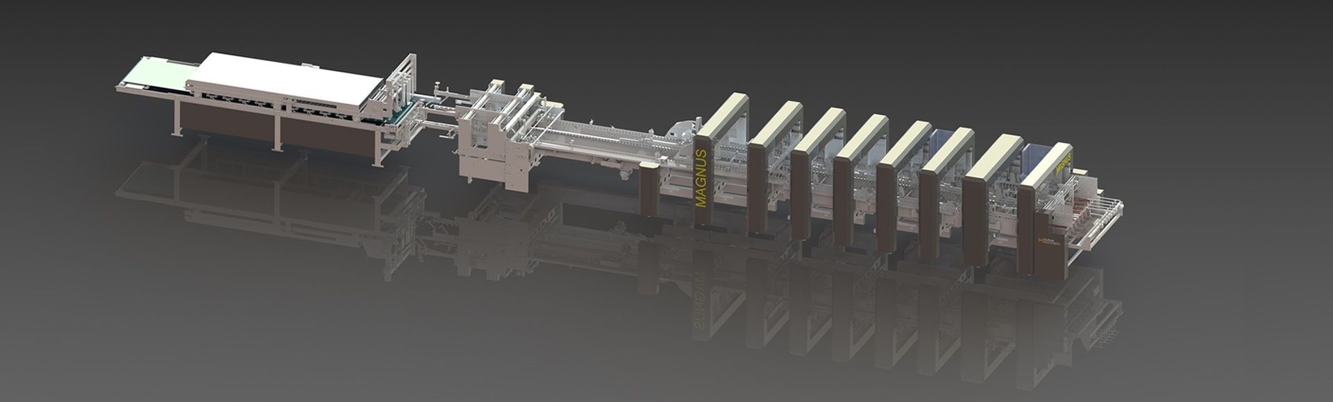 Koenig & Bauer Duran Omega Magnus large-format corrugated folder-gluer — official product render