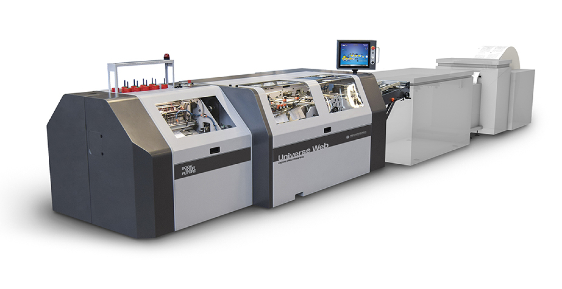 Meccanotecnica Universe Web roll-fed folding and sewing line — official product photo