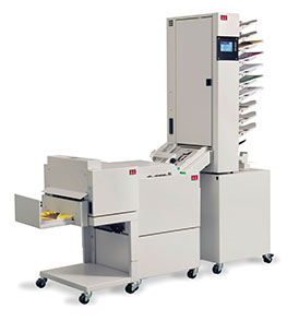 Morgana BM61 bookletmaker with 104 Squarefold and feeder-collator — official product render