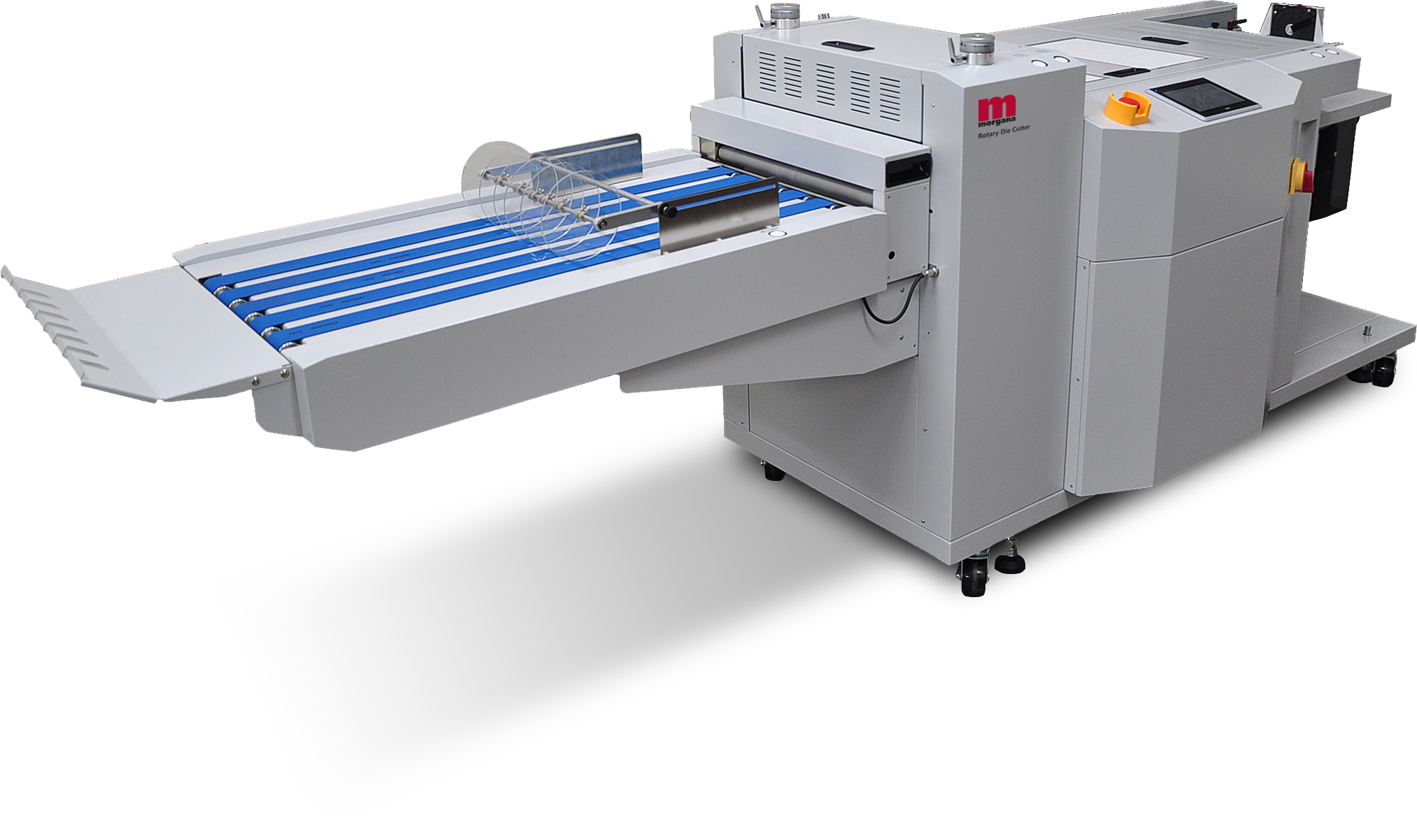Morgana RDC rotary die cutter with magnetic-mount flexible dies — official product render