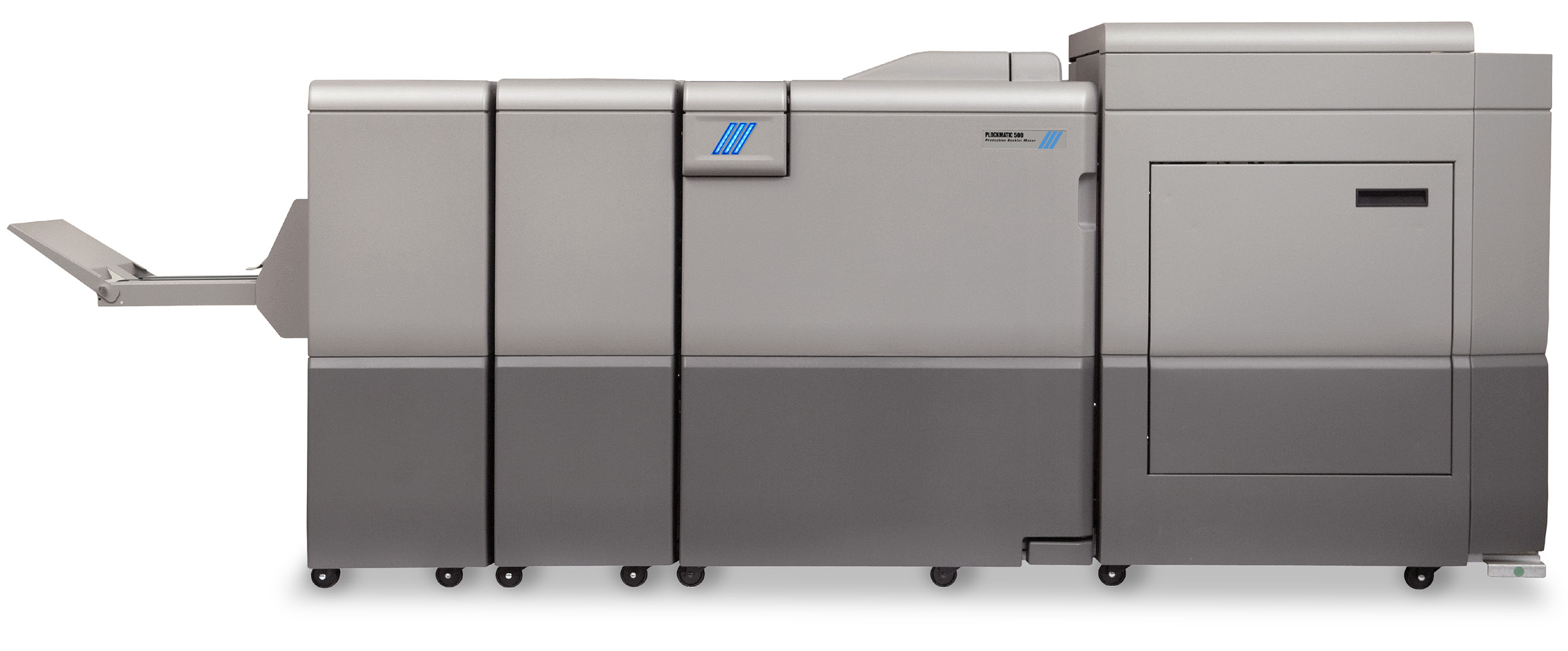 Plockmatic 500 Production Booklet Maker module chain — official brochure photo (legacy)