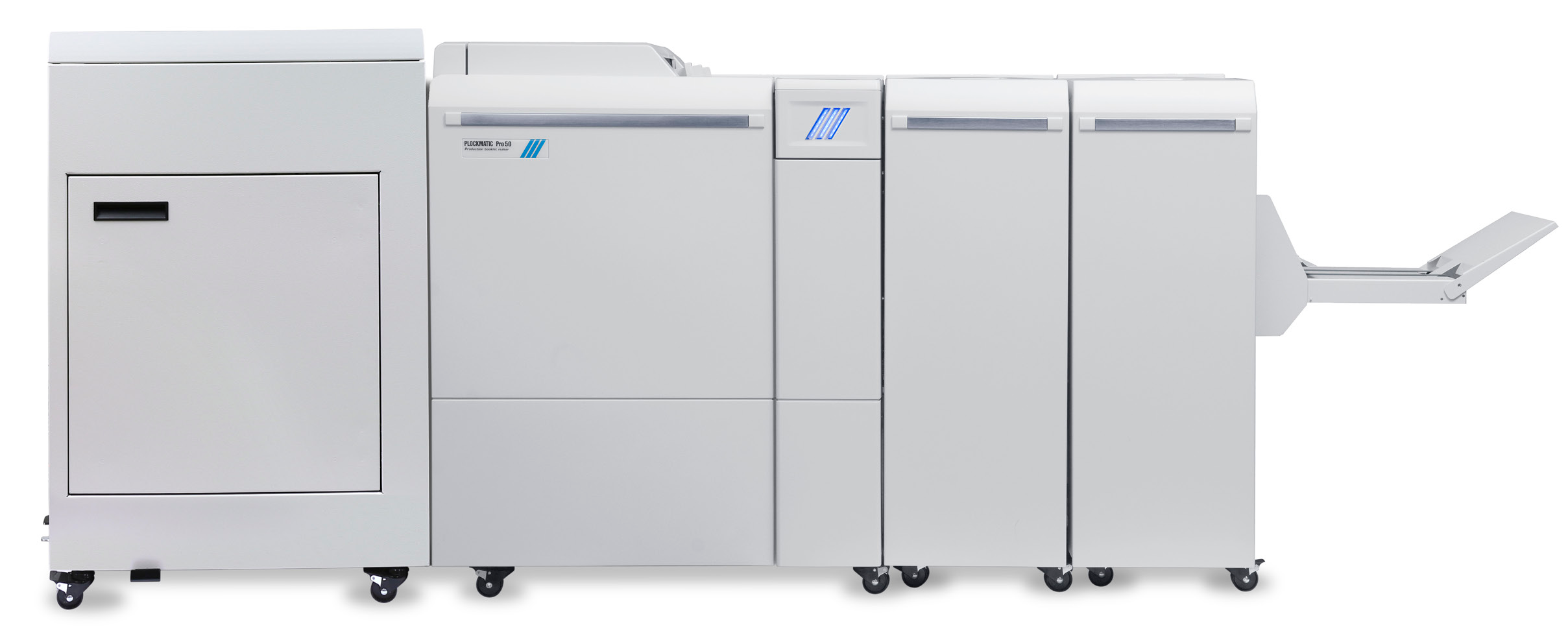 Plockmatic Pro 50 Production Booklet Maker module chain — official brochure photo (legacy)