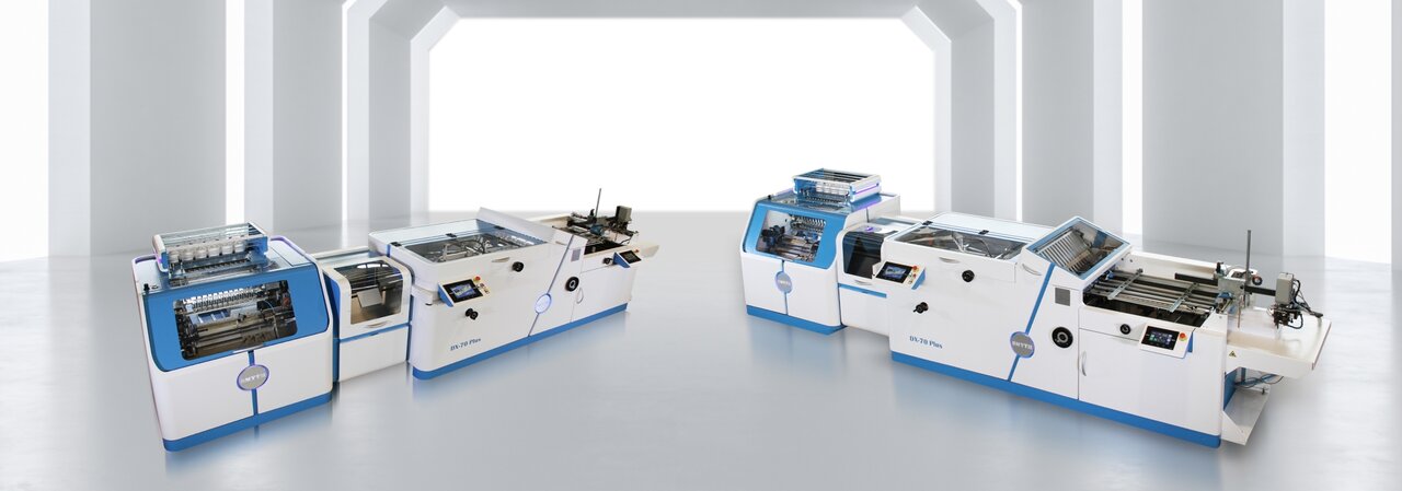 Smyth DX-70 Plus digital folding and sewing line — official product render