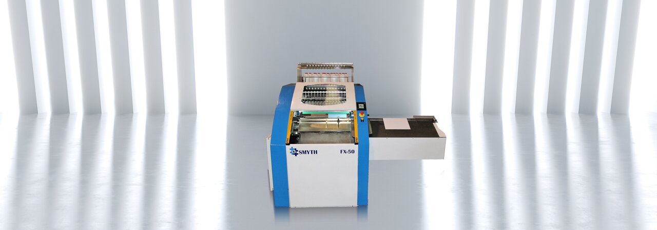 Smyth FX-50 semi-automatic book sewing machine — official product render