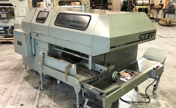 Sulby 1250 3-clamp perfect binder with in-line cover-feed conveyor, SULBY badge — dealer photo (GAB)