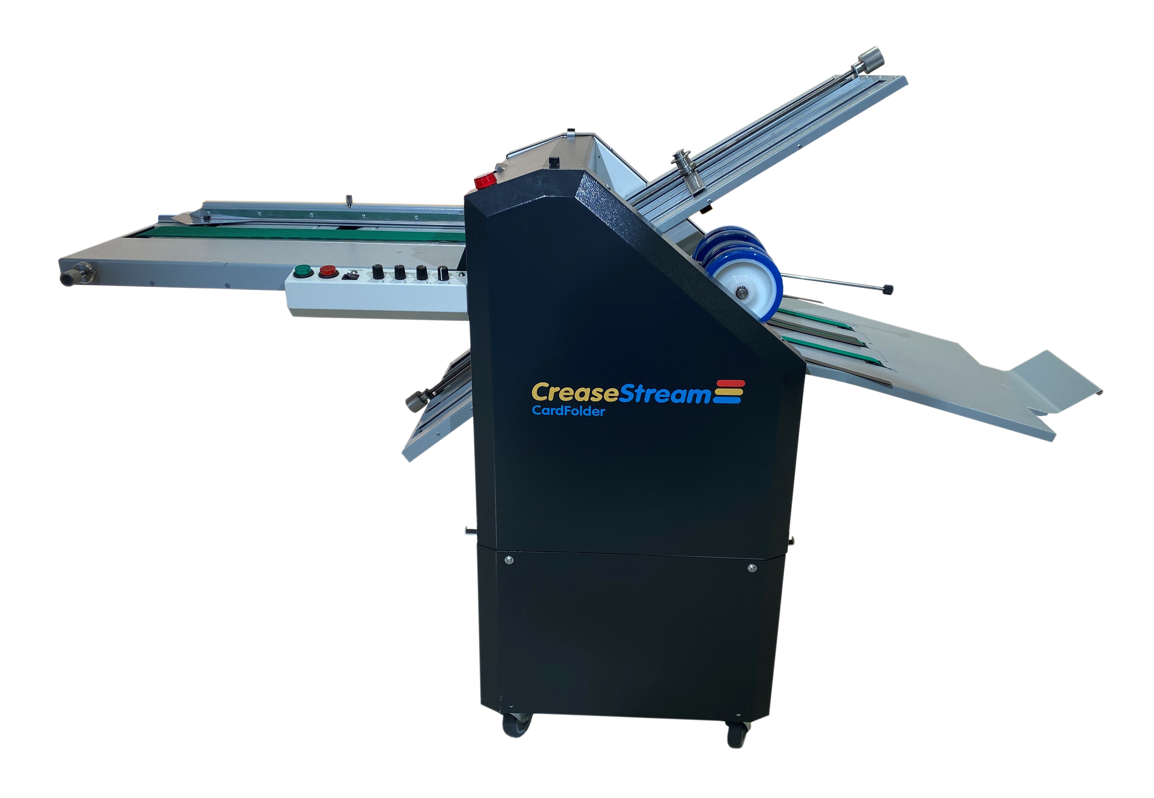 The CreaseStream Card Folder 360 with fold plates and mobile table