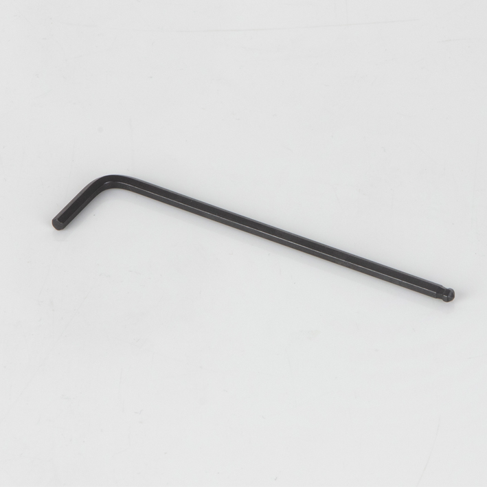 Long ball-end hex Allen key on white studio background
