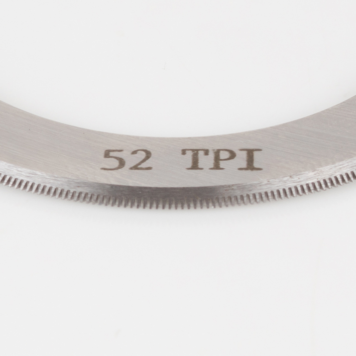 Close-up of 52 TPI micro-perf blade toothed edge