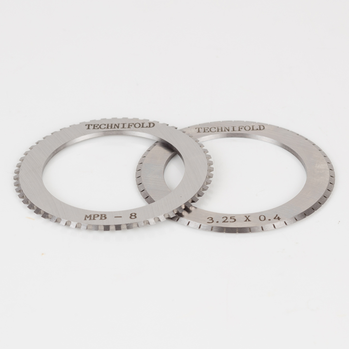 Two micro-perf blade rings engraved MPB-8 and 3.25x0.4