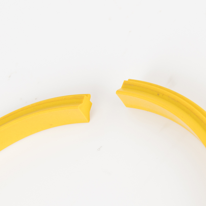 Macro close-up of yellow creasing rib split gap ends