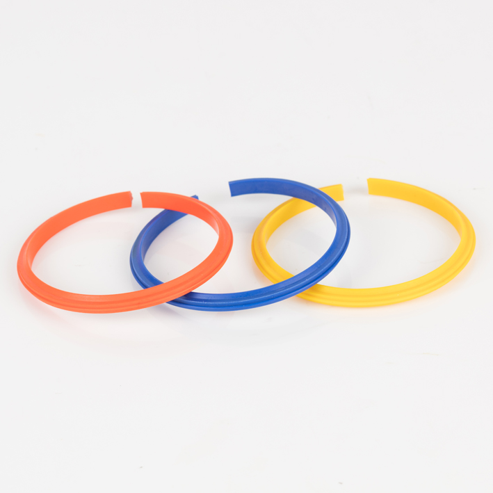Three Fast-Fit Endura-Crease split ribs without lugs: orange, blue, yellow