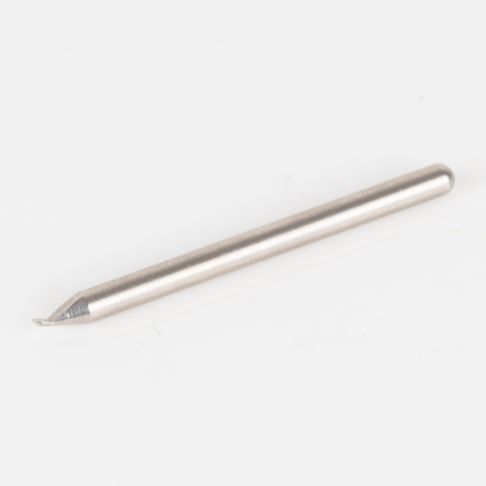 Pointed steel scriber pin tool on white background