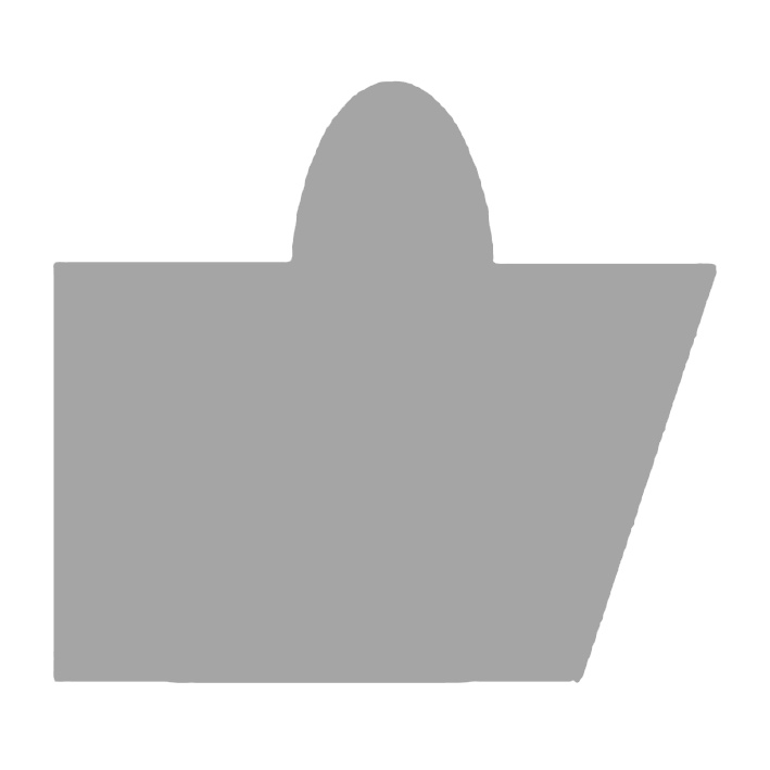 Grey silhouette cross-section profile diagram of creasing matrix channel