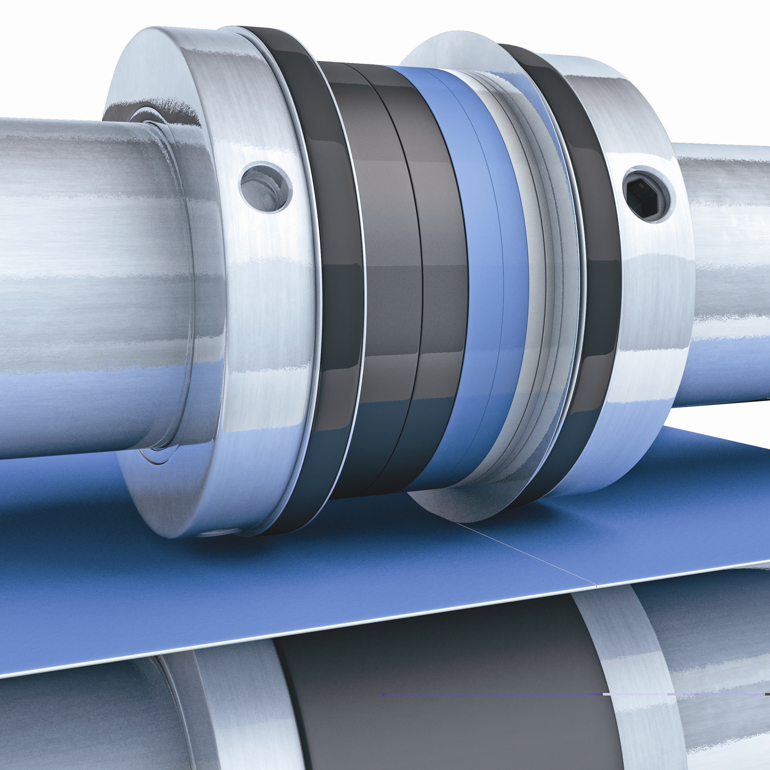Cutting devices on the cassette shafts working a web